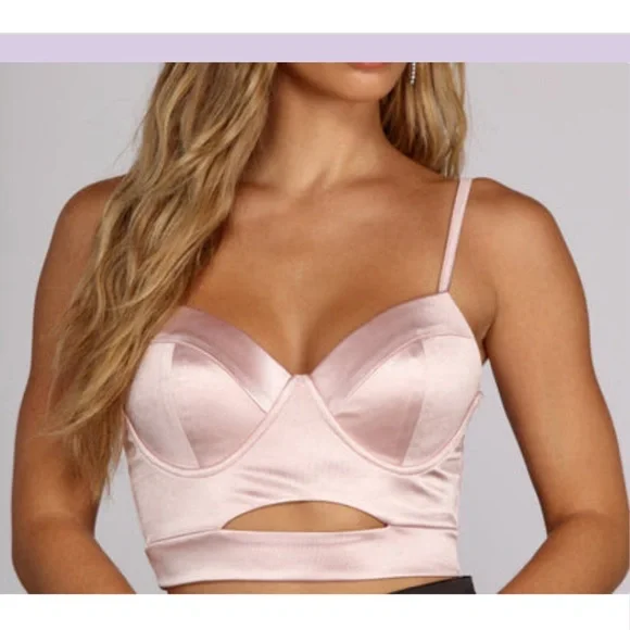 Windsor Light Pink Satin Keyhole Bustier, Sz. S - Picture 4 of 5